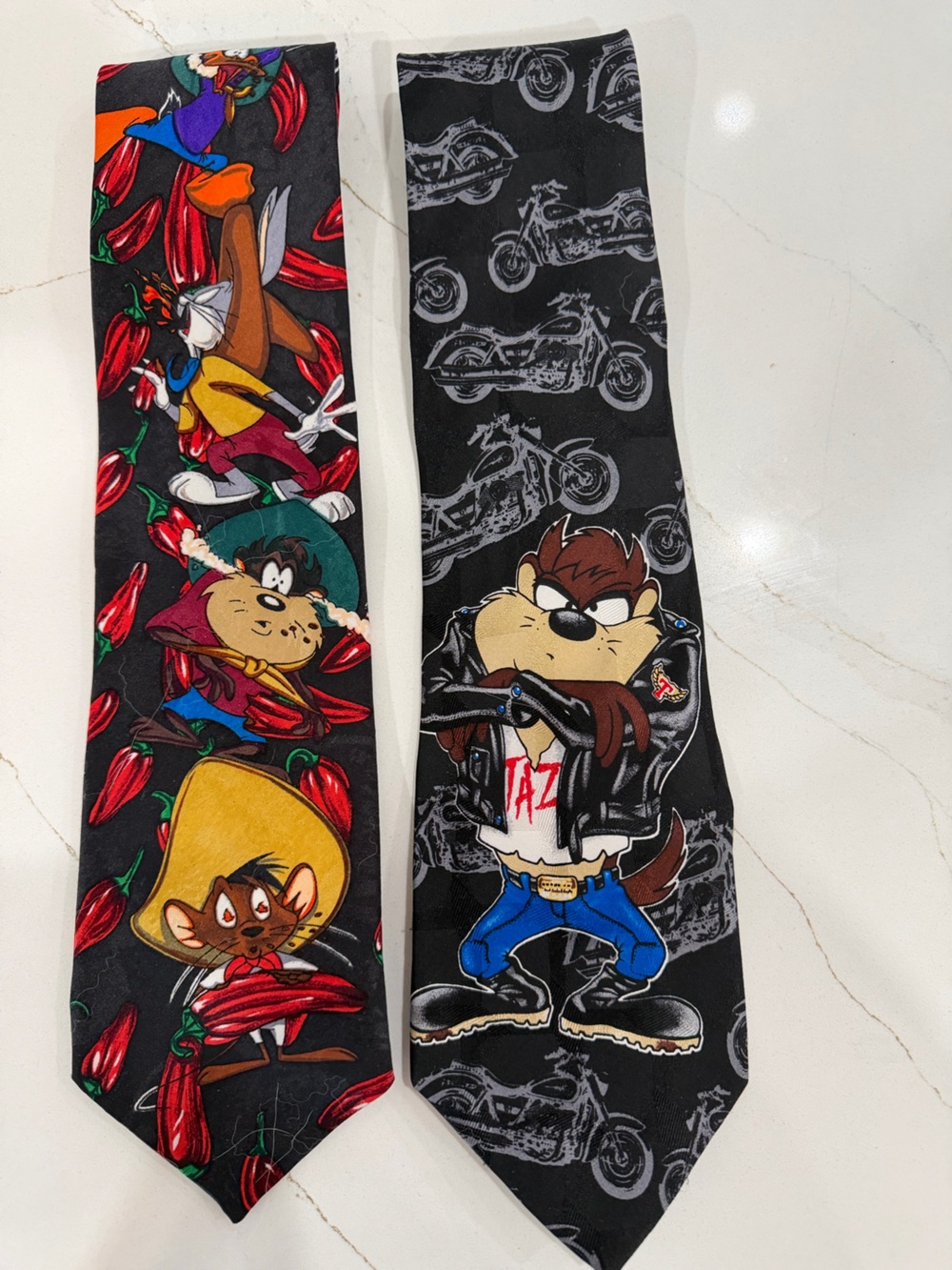 Two Looney Tunes Taz & Friends Printed Ties- Black Multicolor